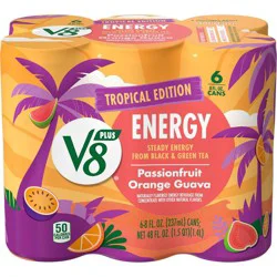 V8 Juice Energy Passionfruit Orange Guava Juice - 6pk/8 fl oz Cans