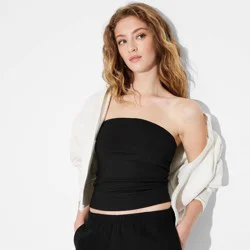 Women's ButterBliss Tube Top - Wild Fable™ Slate Black XS: Recycled Polyester, Spandex, Double-Layered, Pullover, Sleeveless