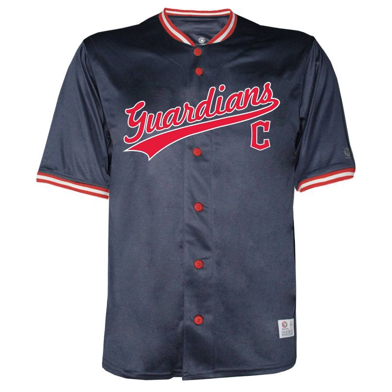 MLB Cleveland Guardians Men's Button Down Jersey - L: Lightweight