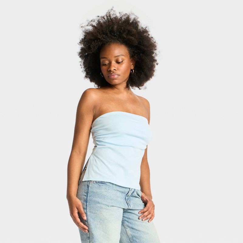 Women's Slit Hem Tube Top - Wild Fable™ Light Aqua Blue M 1 ct | shipt