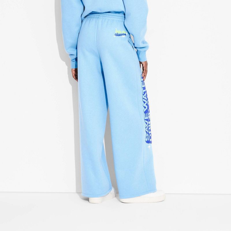 slide 2 of 6, Adult Poppi Future of Soda Wide Leg Graphic Sweatpants - Blue M, 1 ct