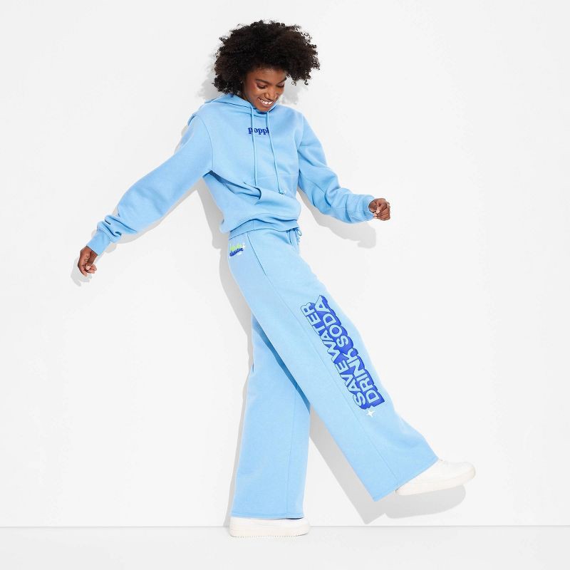 slide 3 of 6, Adult Poppi Future of Soda Wide Leg Graphic Sweatpants - Blue M, 1 ct