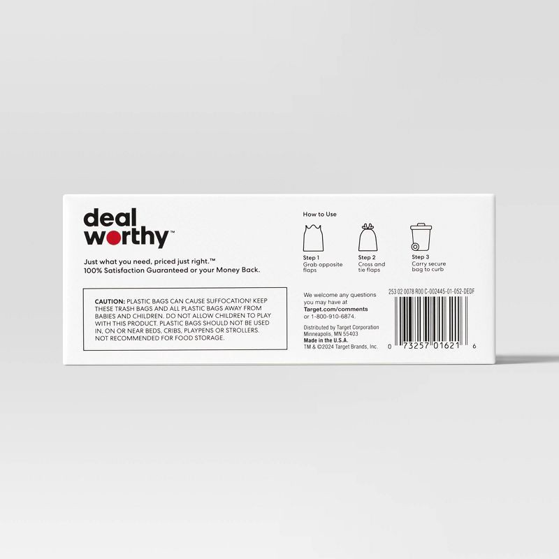 slide 3 of 3, Tall Kitchen Flap-Tie Trash Bags - 13 Gallon/25ct - Dealworthy™, 13 gal, 25 ct