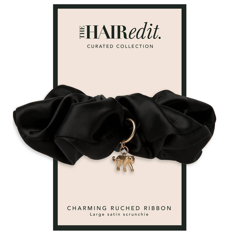 slide 2 of 6, The Hair Edit Charming Ruched Ribbon Satin Scrunchie, 1 ct
