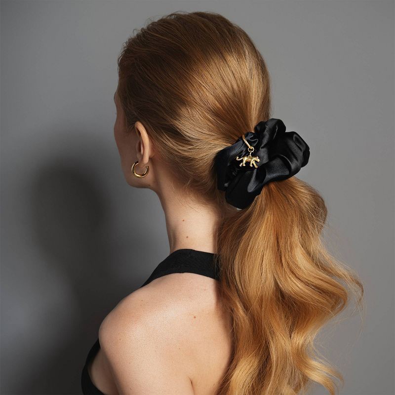 slide 3 of 6, The Hair Edit Charming Ruched Ribbon Satin Scrunchie, 1 ct