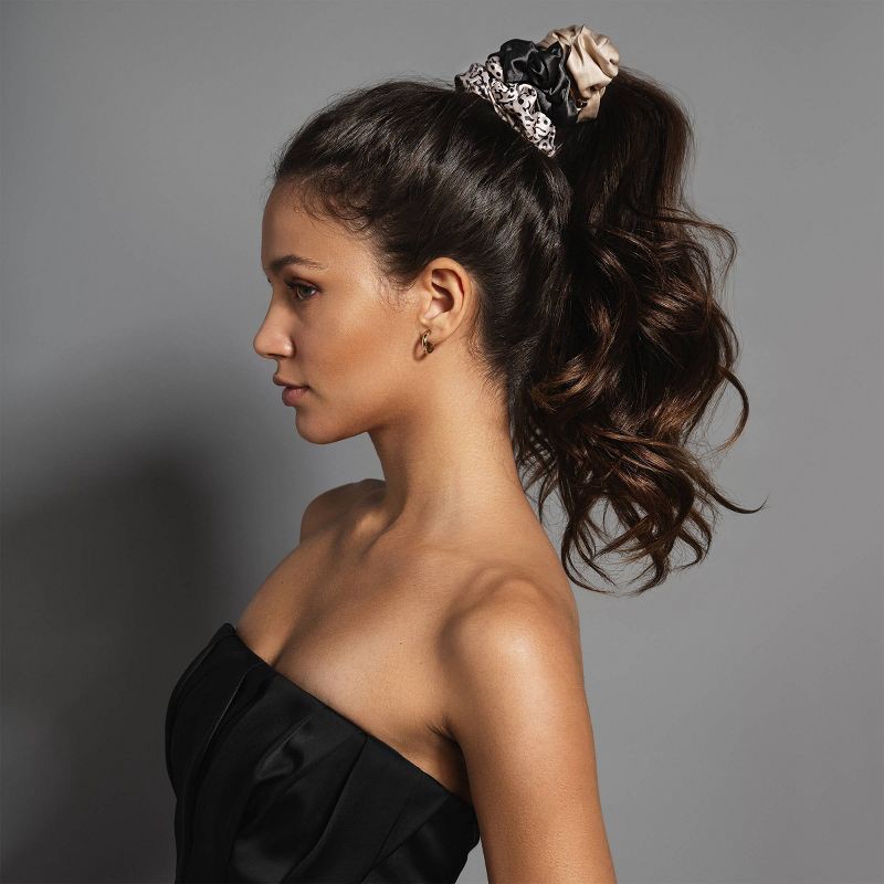 slide 3 of 7, The Hair Edit Grand Ruched Ribbon Satin Scrunchies - 3pk, 3 ct