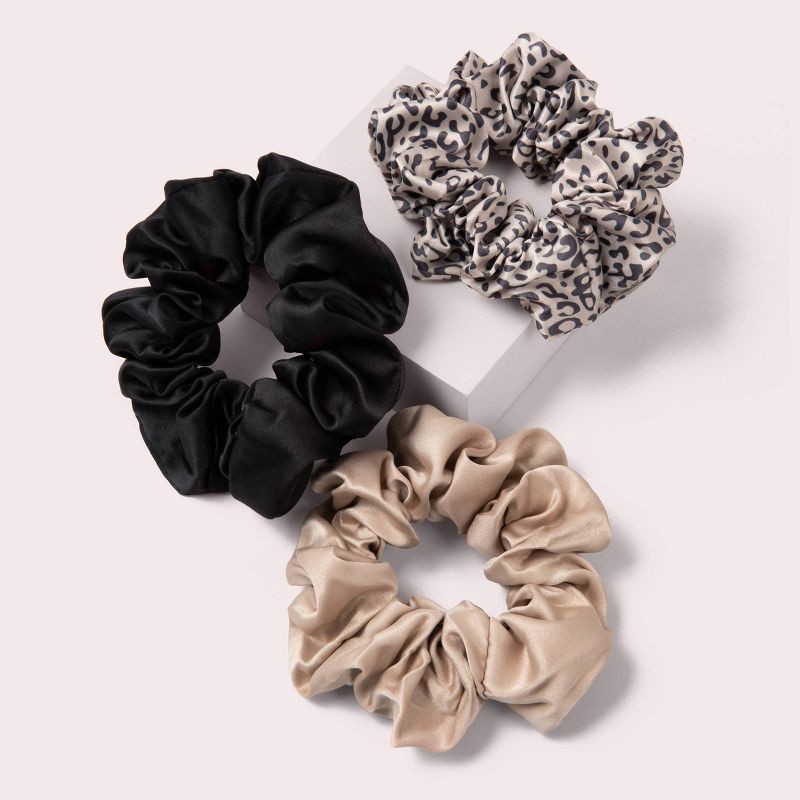 slide 5 of 7, The Hair Edit Grand Ruched Ribbon Satin Scrunchies - 3pk, 3 ct