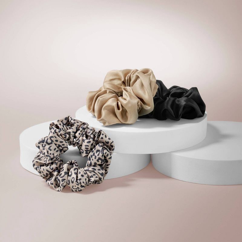 slide 6 of 7, The Hair Edit Grand Ruched Ribbon Satin Scrunchies - 3pk, 3 ct