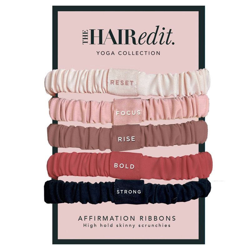 slide 2 of 6, The Hair Edit Affirmation Ribbons Skinny Scrunchies - 5pk, 5 ct