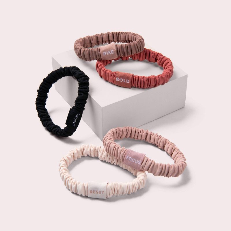 slide 4 of 6, The Hair Edit Affirmation Ribbons Skinny Scrunchies - 5pk, 5 ct