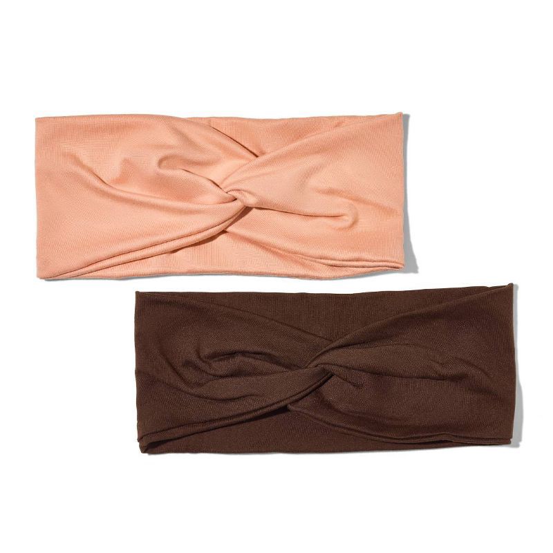 slide 2 of 5, Kitsch Recycled Fabric Wide Twist Headbands Set- Rosewood - 2ct, 2 ct