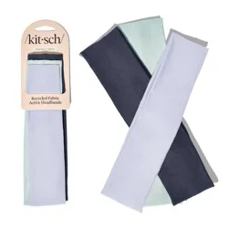 Kitsch Recycled Fabric Narrow Active Headbands Set- Garden Bouquet - 3ct