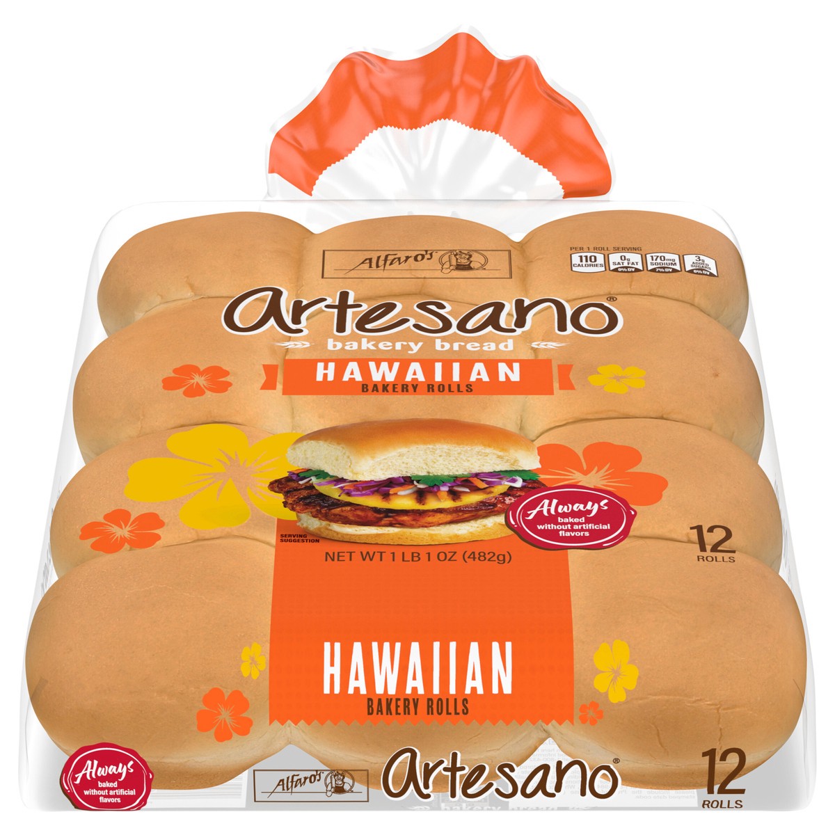 slide 3 of 4, Artesano Alfaro's Artesano Hawaiian Dinner Rolls, 12 count, 18 oz, 12 ct