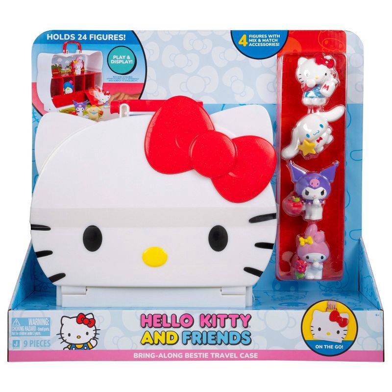 slide 3 of 11, Hello Kitty Red Bow Medium Display Carry Case: Includes 4 Mini Figures, ABS Material, 1 ct