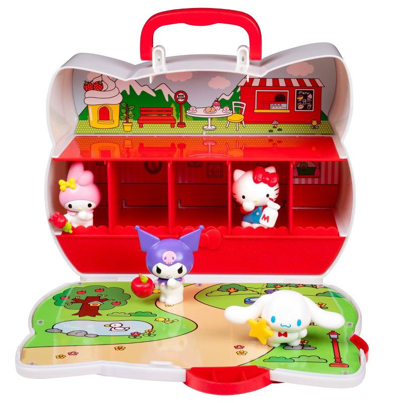 slide 5 of 11, Hello Kitty Red Bow Medium Display Carry Case: Includes 4 Mini Figures, ABS Material, 1 ct