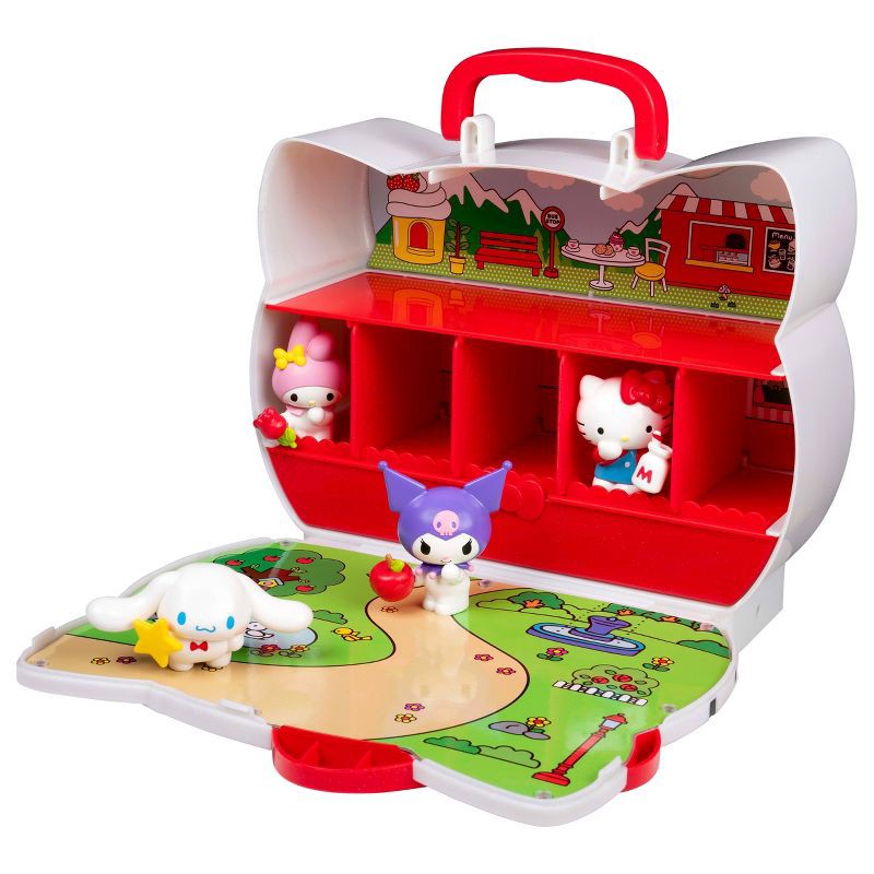 slide 10 of 11, Hello Kitty Red Bow Medium Display Carry Case: Includes 4 Mini Figures, ABS Material, 1 ct