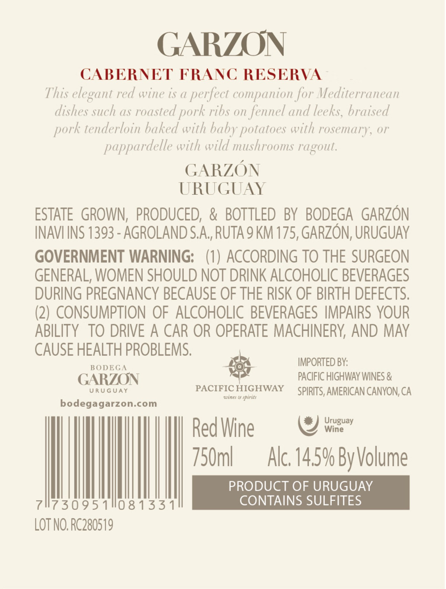 slide 5 of 5, Garzon Reserve Cabernet Franc Cabernet Franc, 750 ml, 750 ml