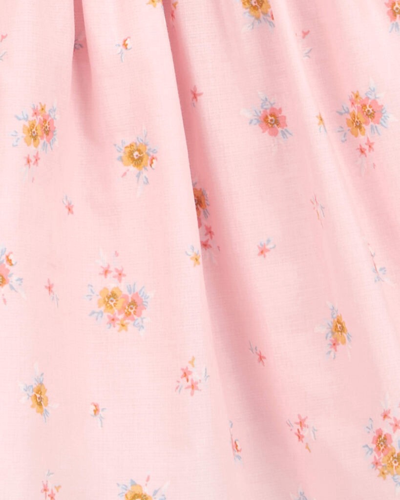 slide 2 of 3, Oshkosh Toddler Denim Floral-Print Jumper Dress Denim/Pink 5T, 1 ct