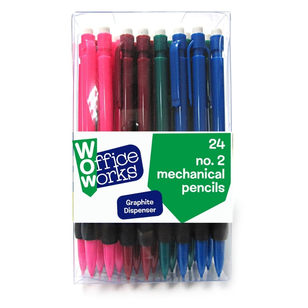 slide 1 of 1, Officeworks Office Works Mechanical No. 2 Pencils - Assorted, 24 ct