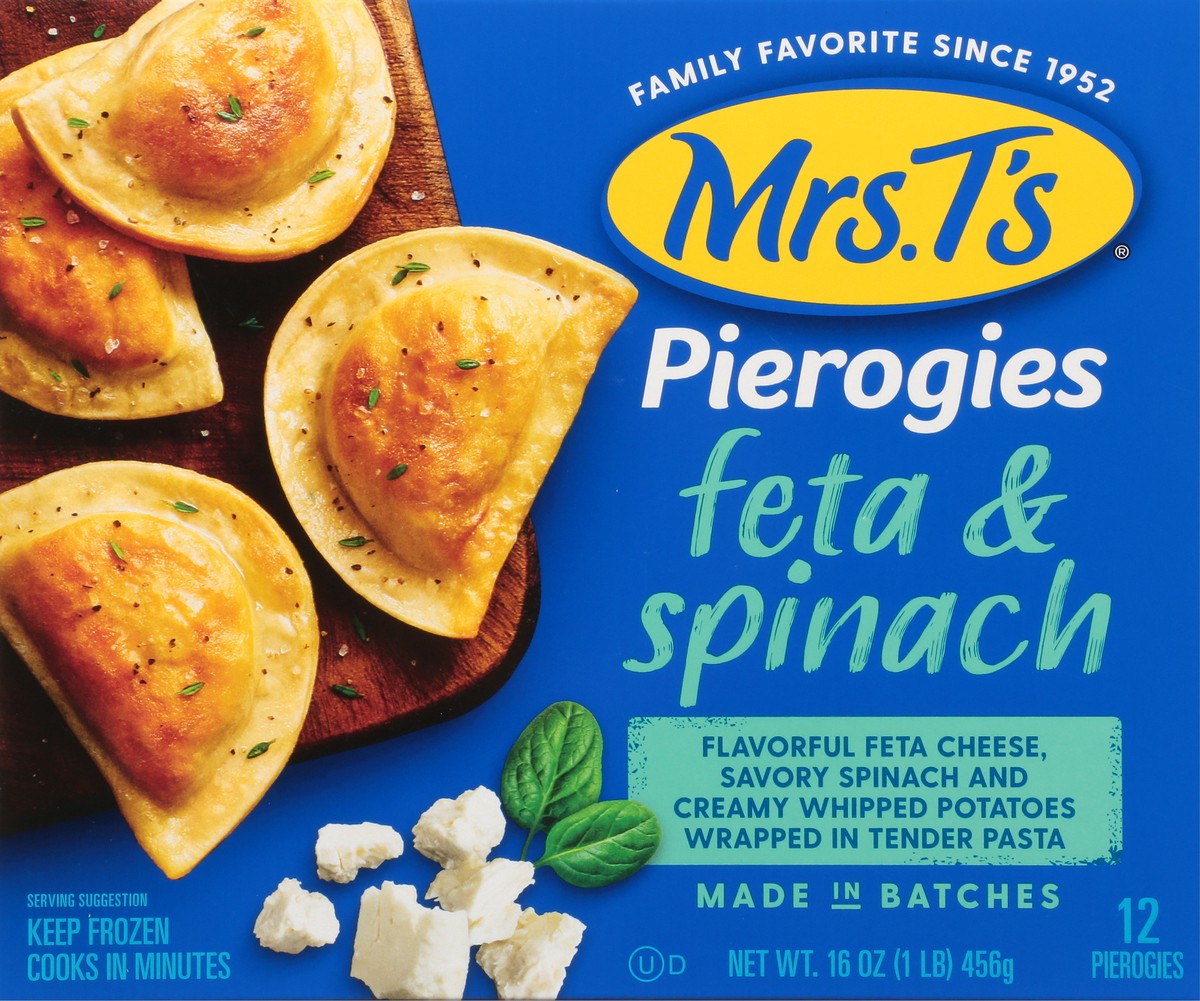 slide 1 of 14, Mrs. T's Pierogies Feta & Spinach, 16 oz