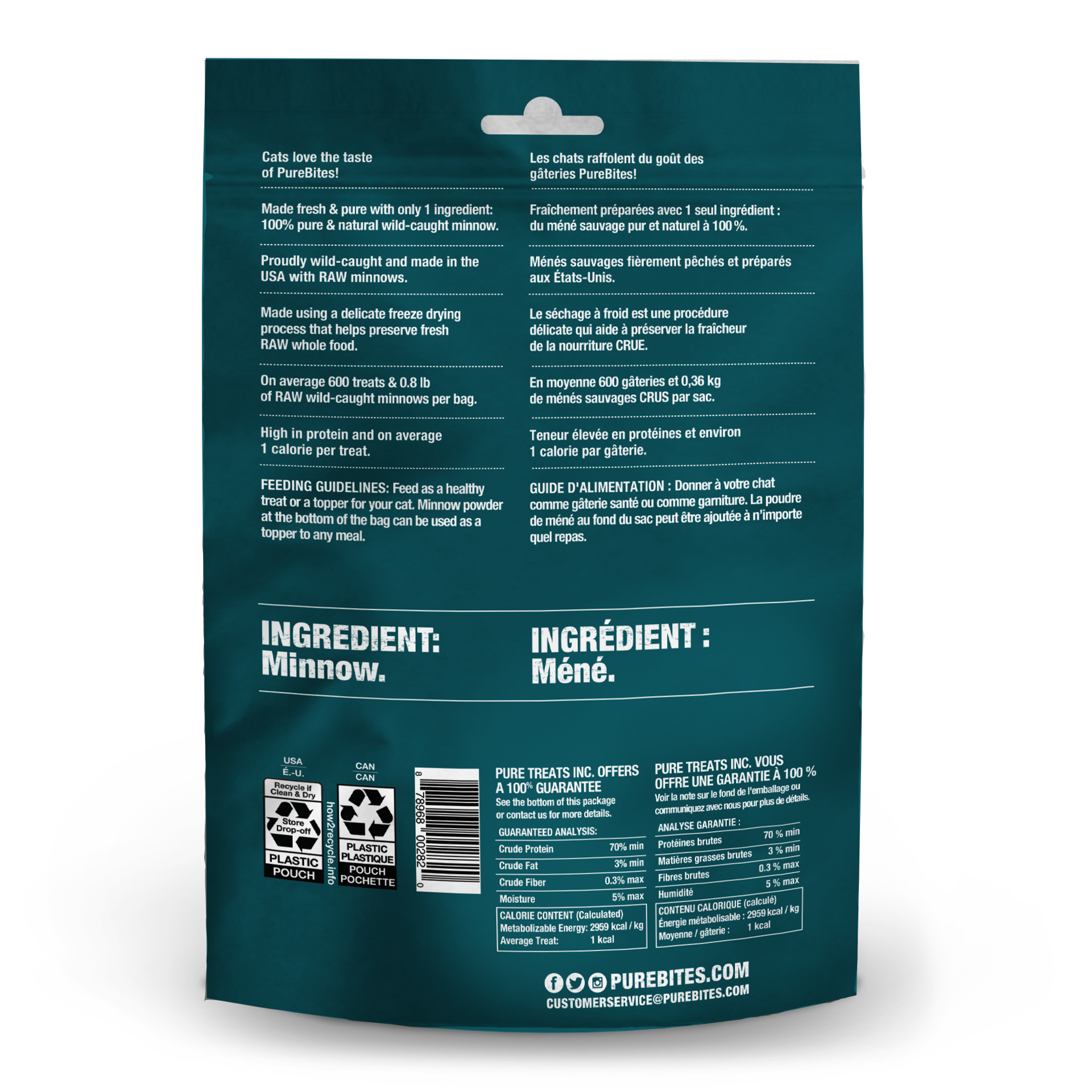 slide 3 of 5, PureBites Freeze Dried Minnow Cat Treats 66g | 1 Ingredient | Made in USA, 66 g