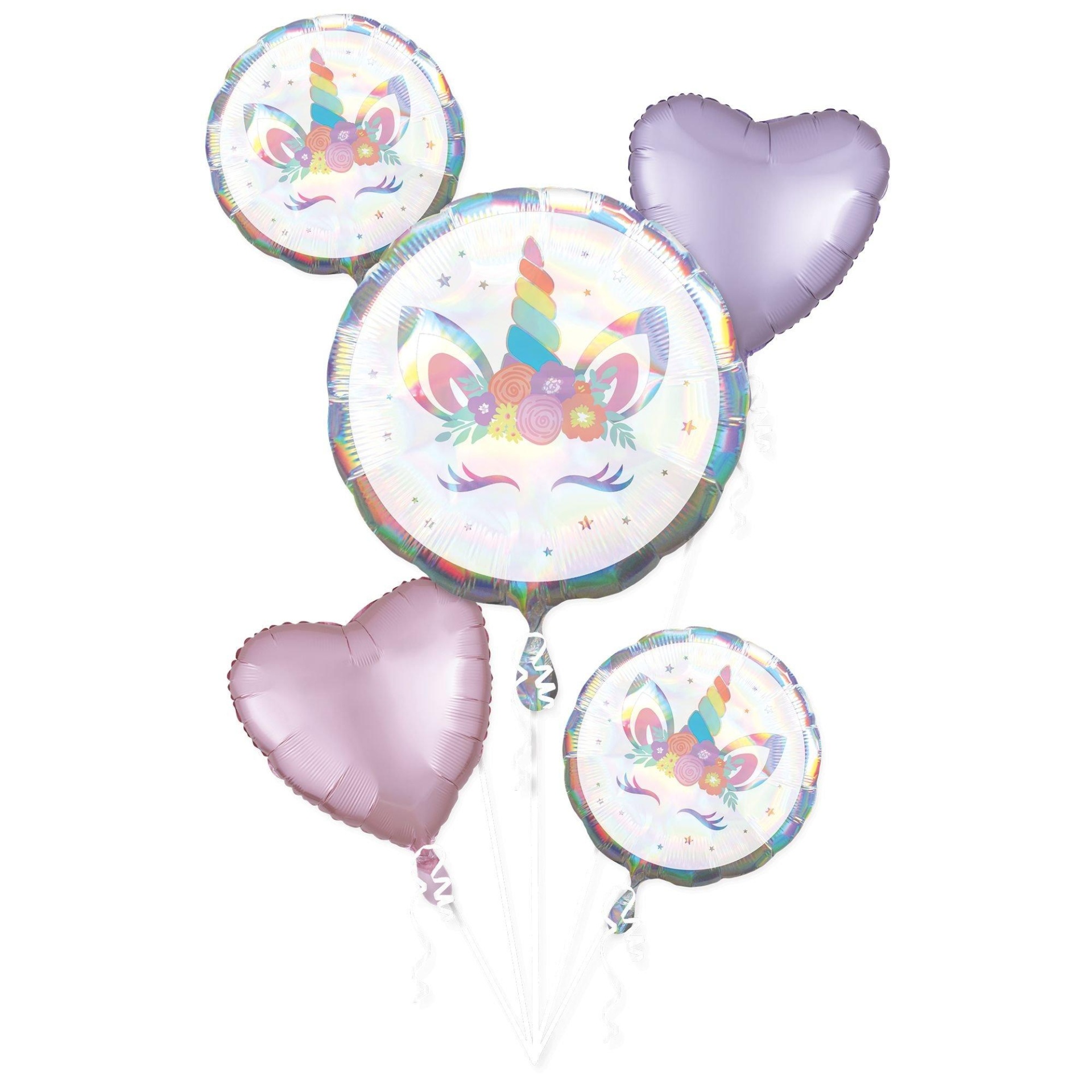 slide 1 of 1, Party City Iridescent Unicorn Party (Uninflated) Balloon Bouquet, 5 ct