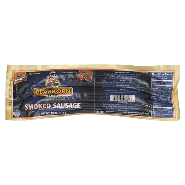 slide 1 of 1, Dearborn Brand Smoked Sausage, 1LB Package, 1 lb