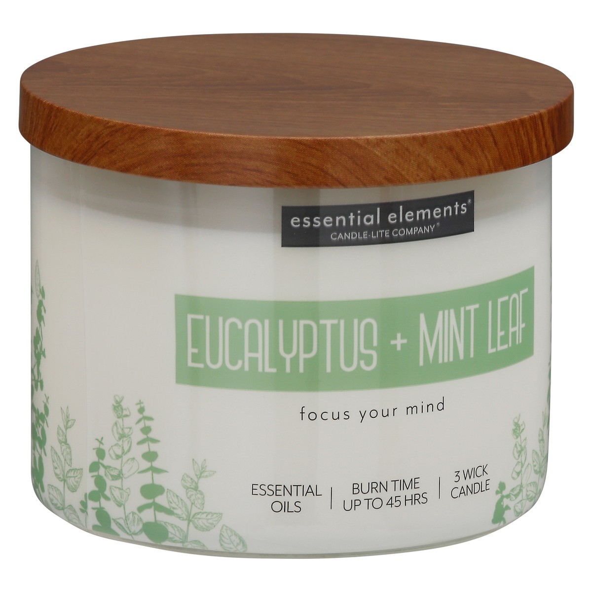 slide 5 of 9, Essential Elements 3 Wick Eucalyptus + Mint Leaf Candle 1 ea, 1 ct