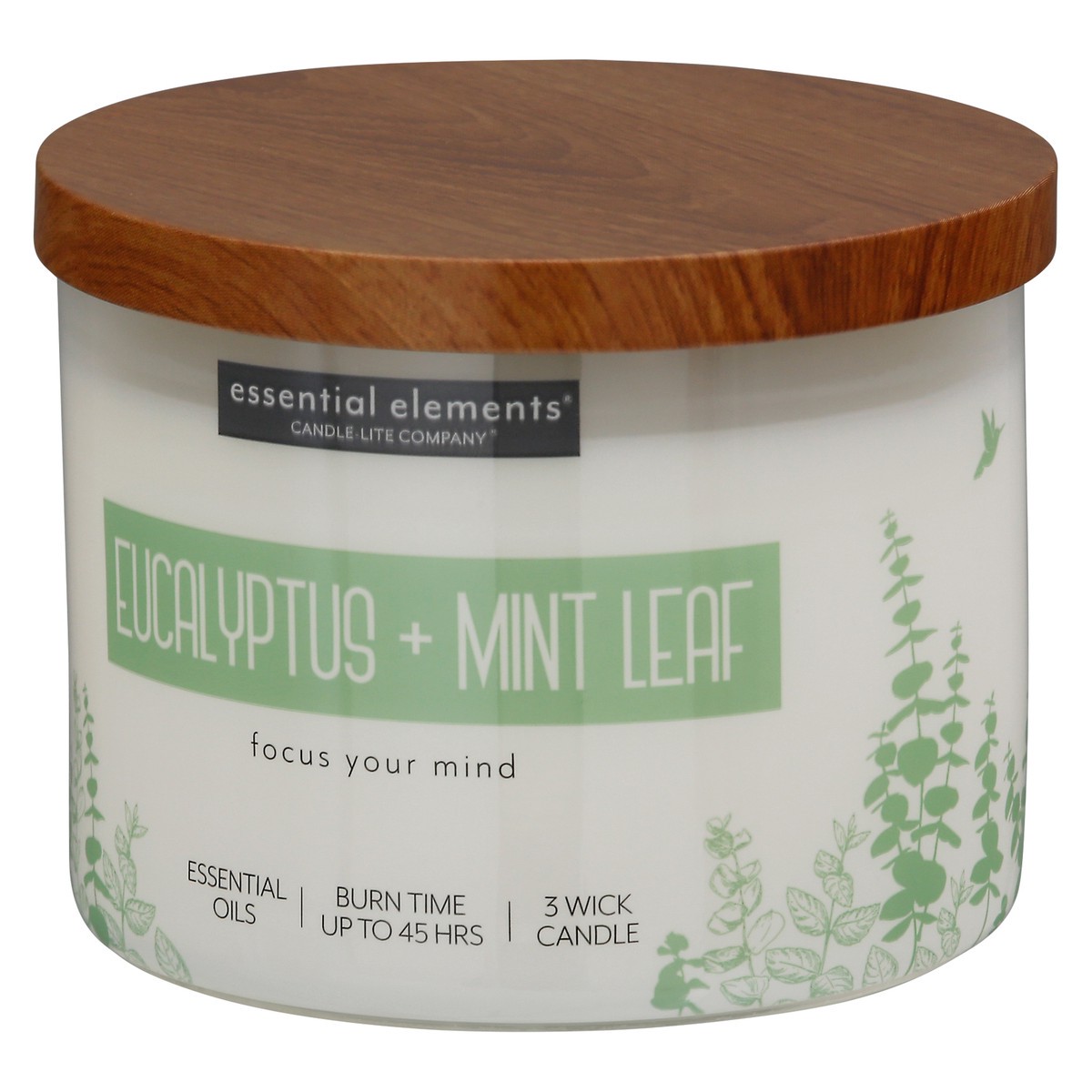 slide 3 of 9, Essential Elements 3 Wick Eucalyptus + Mint Leaf Candle 1 ea, 1 ct