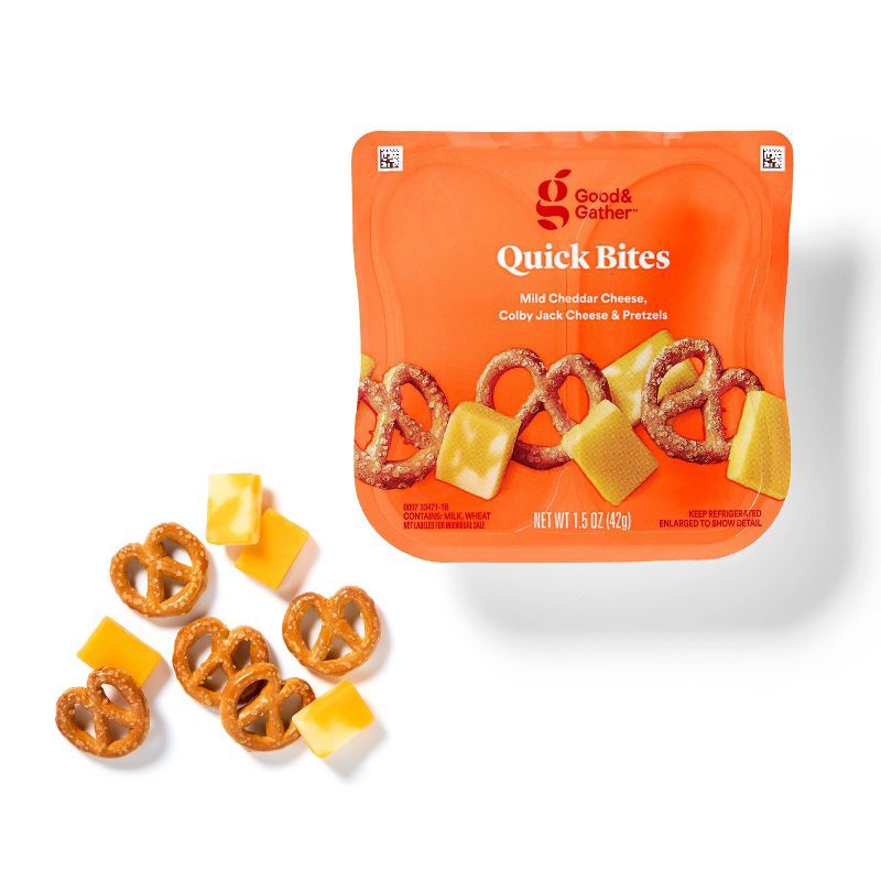 slide 3 of 4, Quick Bites Pretzels, Mild Cheddar Cheese & Colby Jack Cheese - 4.5oz/3ct - Good & Gather™, 3 ct; 4.5 oz