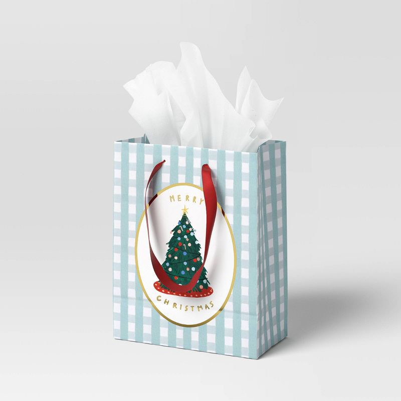 slide 2 of 3, Merry Christmas Tree on Plaid Cub Christmas Gift Bag - Wondershop™, 1 ct