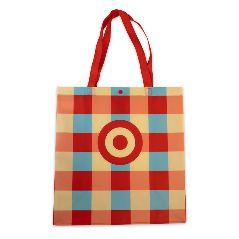 slide 1 of 3, Reusable Bag Tote Bag Summer Red and Blue Plaid, 1 ct