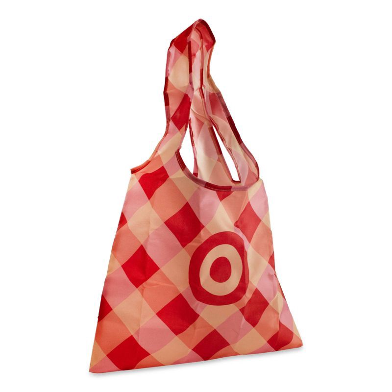 slide 3 of 3, Reusable Bag Foldable Pocket Bag Summer Cherry Plaid, 1 ct