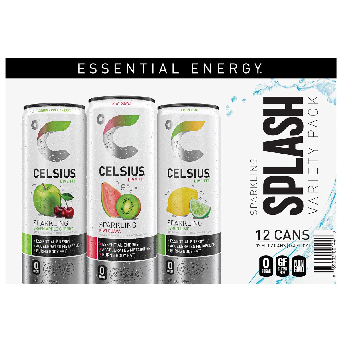 slide 1 of 1, CELSIUS Sparkling Splash Variety Pack, Functional Energy Drink 12 Fl Oz (Pack of 12), 12 ct