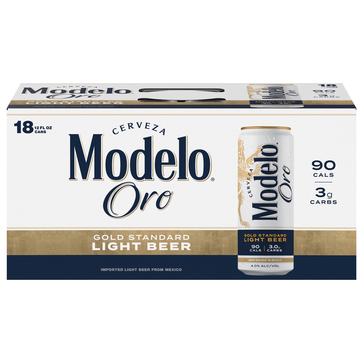 slide 1 of 4, Modelo Oro Mexican Lager Import Light Beer, 18 pk 12 fl oz Cans, 4.0% ABV, 18 ct