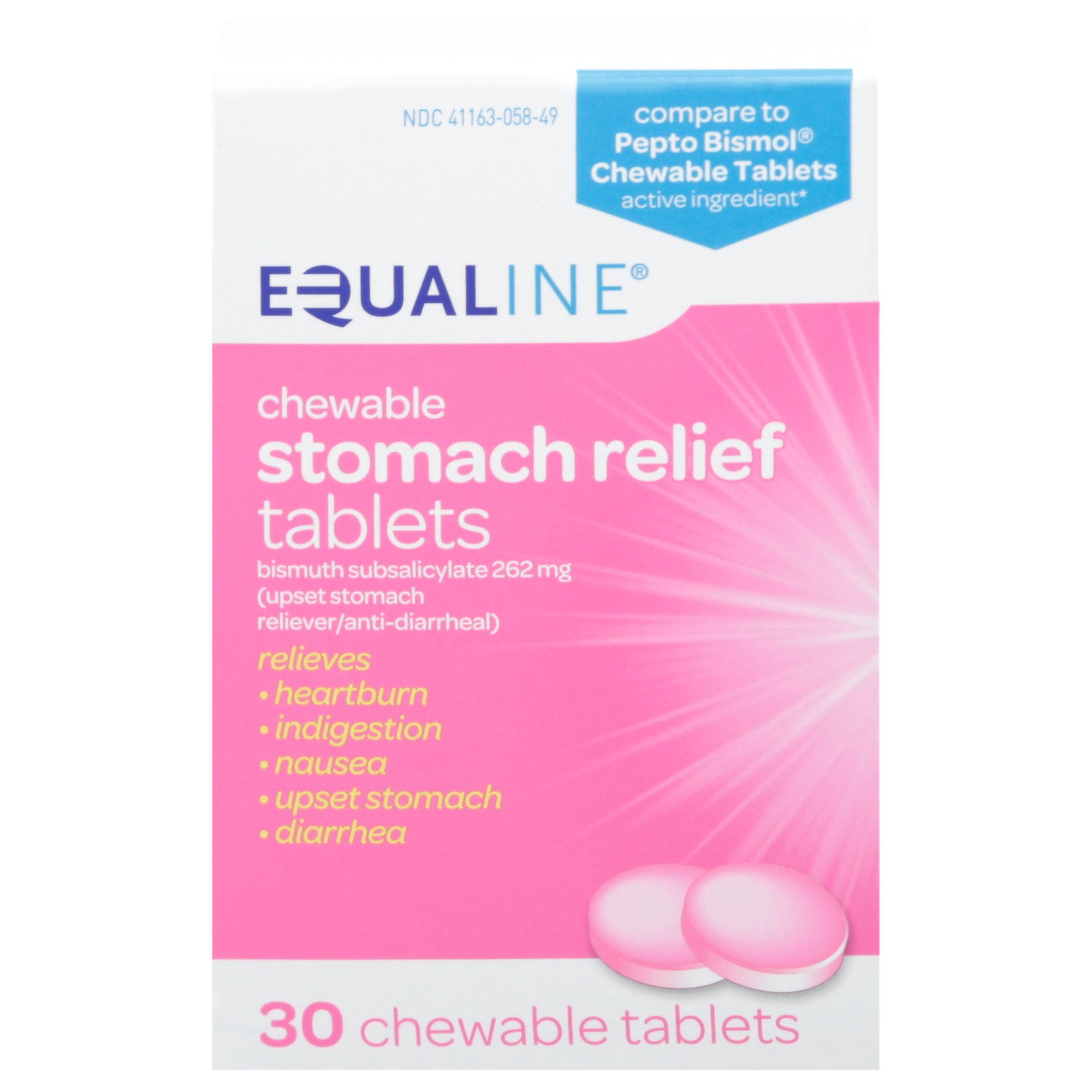 slide 1 of 1, Equaline Stomach Relief Tabs, 1 ct