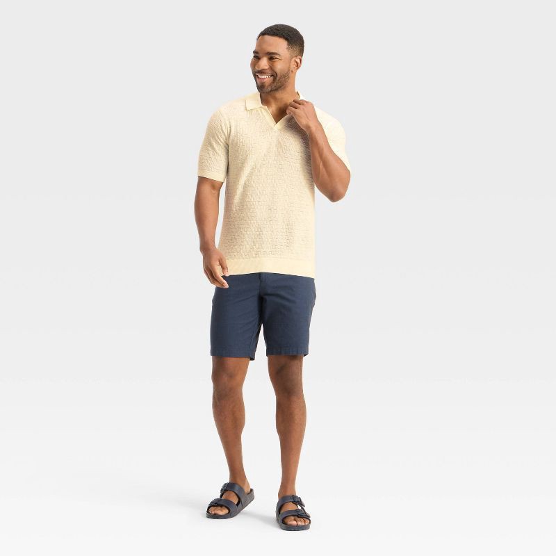 slide 3 of 3, Men's Textured Johnny Collar Sweater - Goodfellow & Co™ Cream XXL, 1 ct