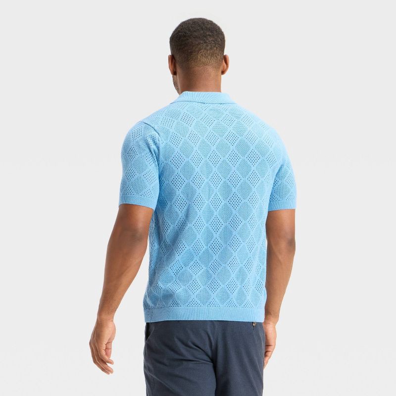 slide 2 of 3, Men's Open Stitch Polo Sweater - Goodfellow & Co™ Blue XL, 1 ct