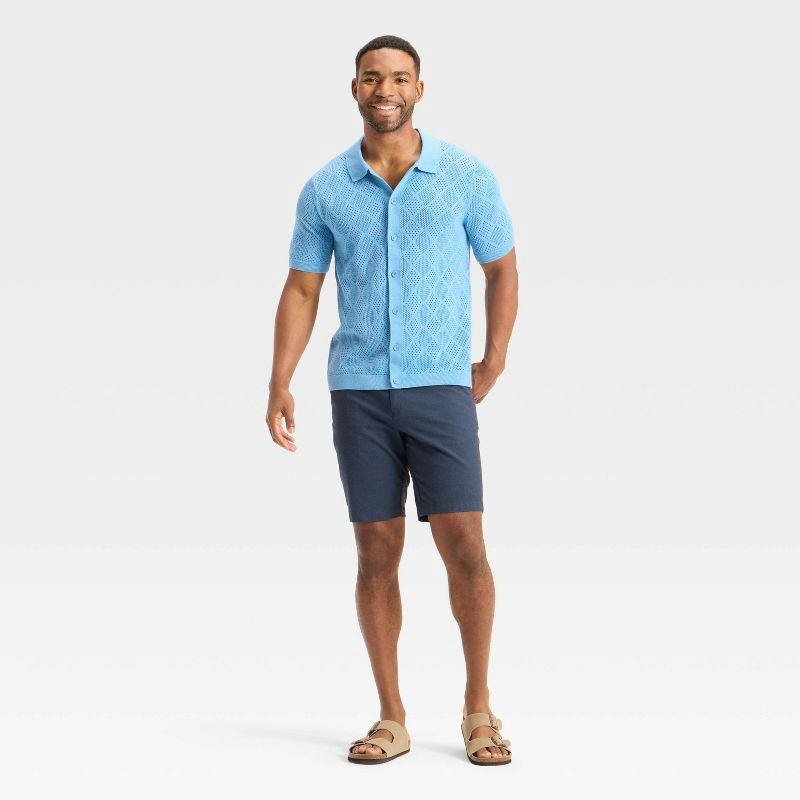 slide 3 of 3, Men's Open Stitch Polo Sweater - Goodfellow & Co™ Blue XL, 1 ct