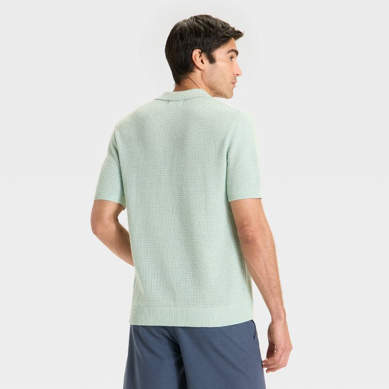 slide 2 of 3, Men's Striped Full Button Sweater - Goodfellow & Co™ Light Green S, 1 ct