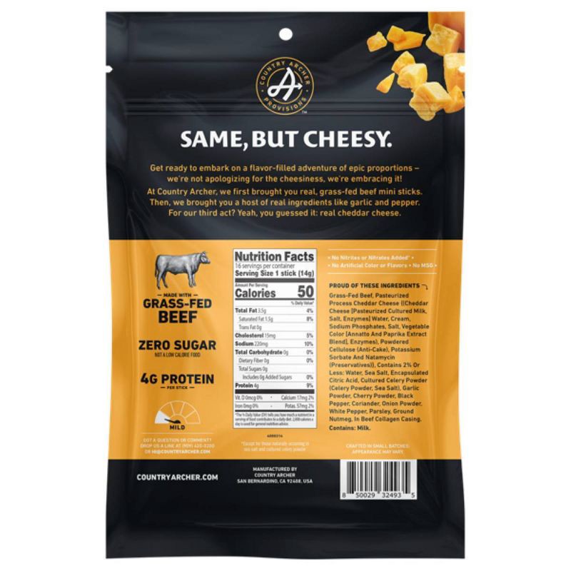 slide 2 of 5, Country Archer Jerky Co. Beef & Cheese Mini Sticks - 8oz/16ct, 16 ct; 8 oz