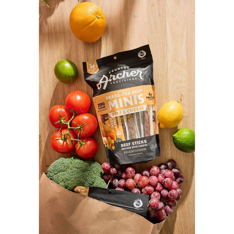 slide 4 of 5, Country Archer Jerky Co. Beef & Cheese Mini Sticks - 8oz/16ct, 16 ct; 8 oz