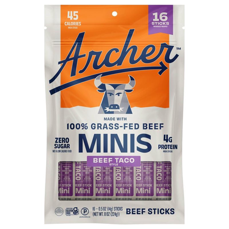 slide 1 of 6, Country Archer Jerky Co. Taco Mini Beef Sticks - 8oz/16ct, 16 ct; 8 oz