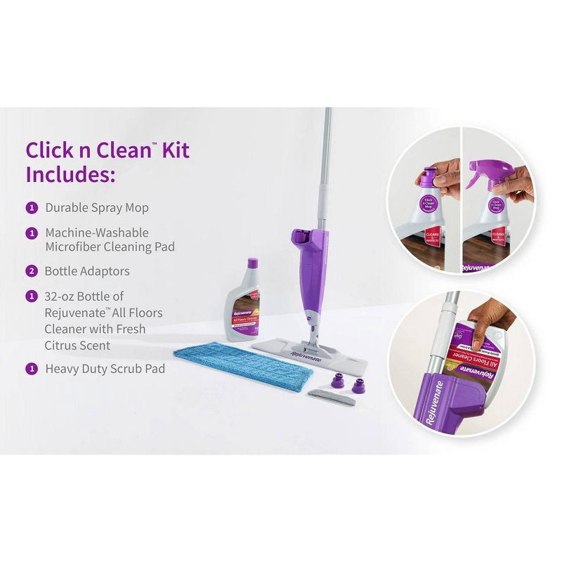 slide 9 of 16, Rejuvenate Click n Clean Multi-Surface Floor Spray Mop System, 1 ct