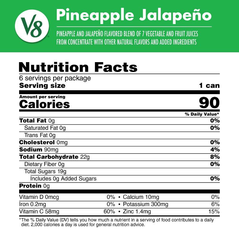 slide 5 of 7, V8 Juice Spicy Pineapple Jalapeno Juice - 6pk/8 fl oz Cans, 6 ct; 8 fl oz