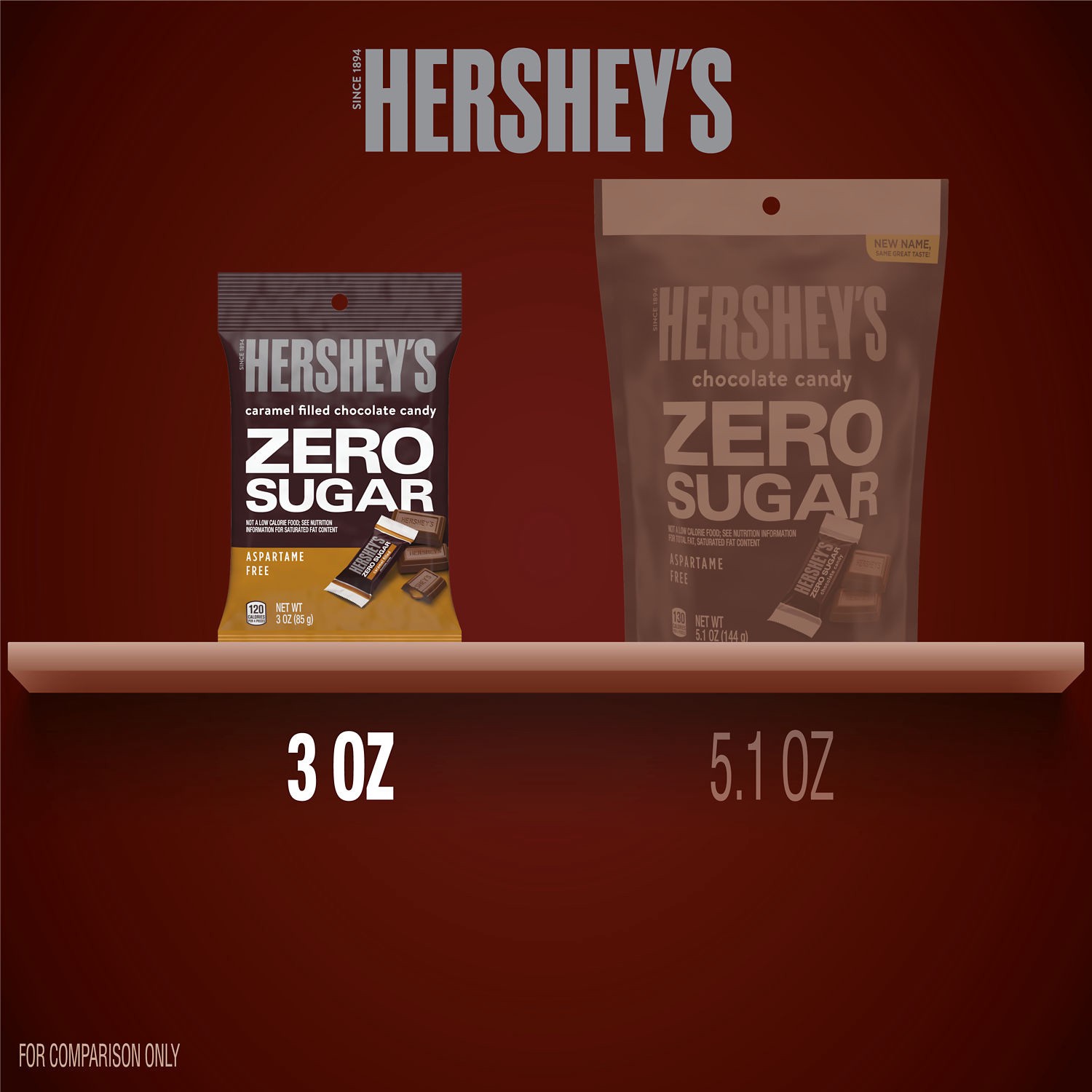 slide 5 of 9, Hershey's Zero Sugar Caramel Filled Chocolate Candy Bag, 3 oz, 3 oz