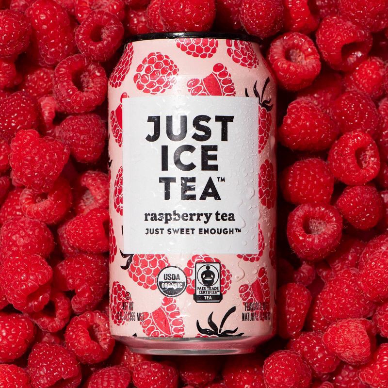 slide 4 of 7, JUST ICE TEA Raspberry Black Tea - 4pk/12 fl oz Cans, 4 ct; 12 fl oz