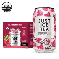 JUST ICE TEA Raspberry Black Tea - 4pk/12 fl oz Cans