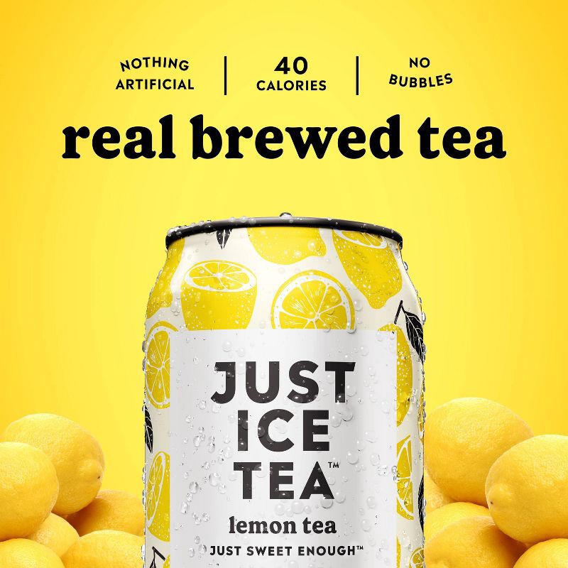 slide 3 of 8, JUST ICE TEA Lemon Black Tea - 4pk/12 fl oz Cans, 4 ct; 12 fl oz