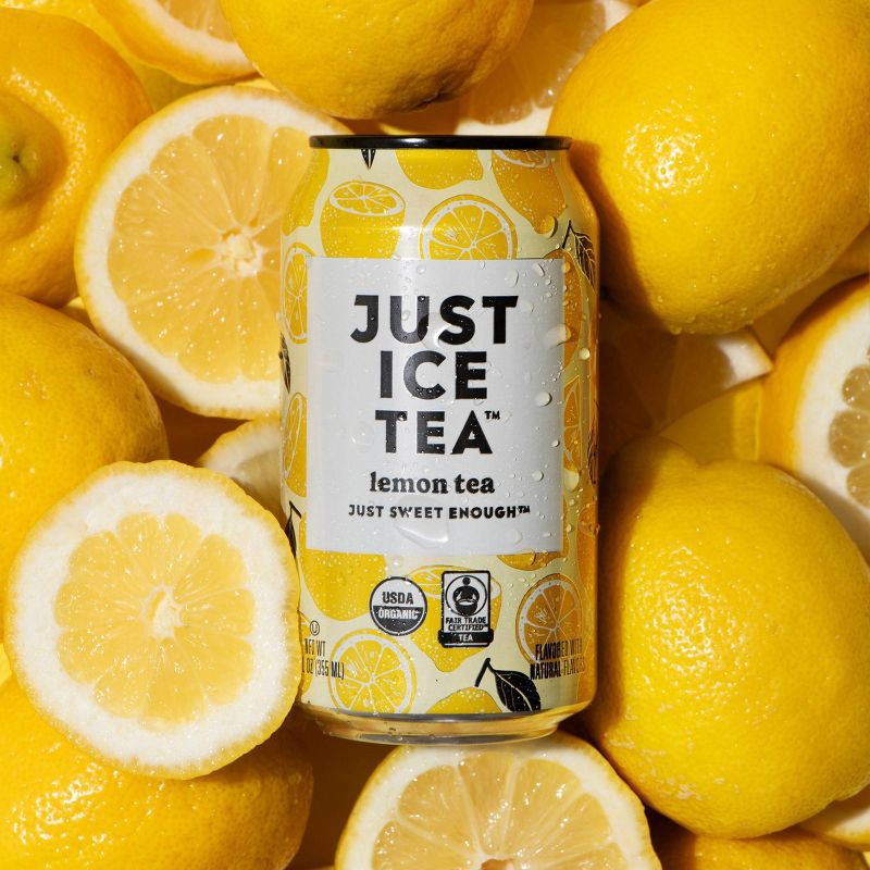 slide 4 of 8, JUST ICE TEA Lemon Black Tea - 4pk/12 fl oz Cans, 4 ct; 12 fl oz